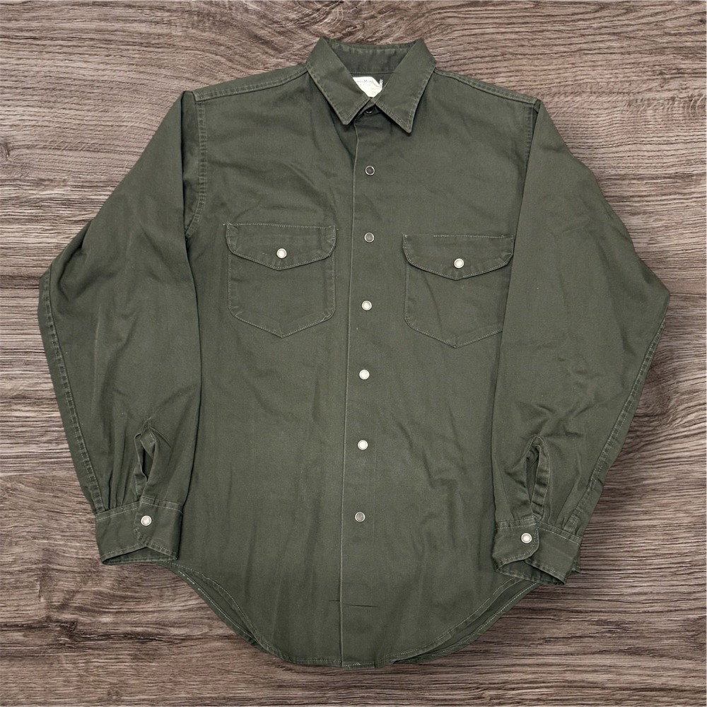 OshKosh B'Gosh Lot 198 Mens Olive Green Work Shirt Long Sleeve Size 15 R